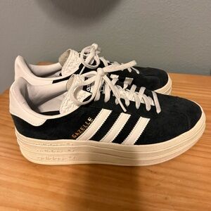 adidas Gazelle Platform Sneakers in Black and White